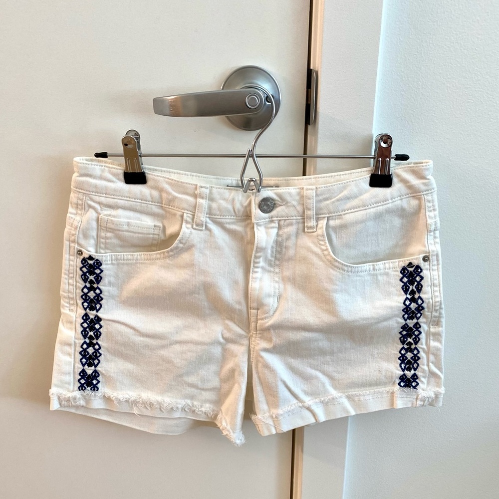 Zara denim shorts with embroidery detail